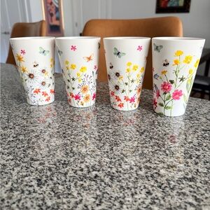 Harvest Green Studio floral butterfly. 4  tumblers